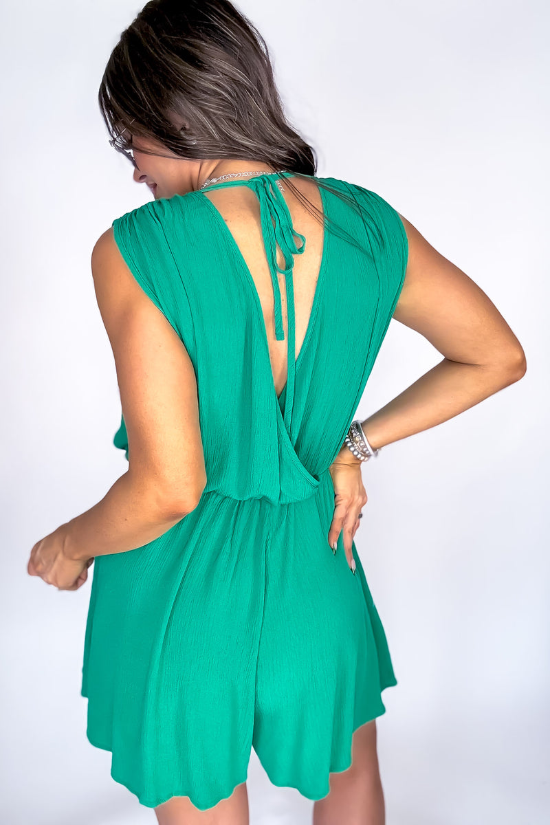 Finding My Place Green Surplice Romper