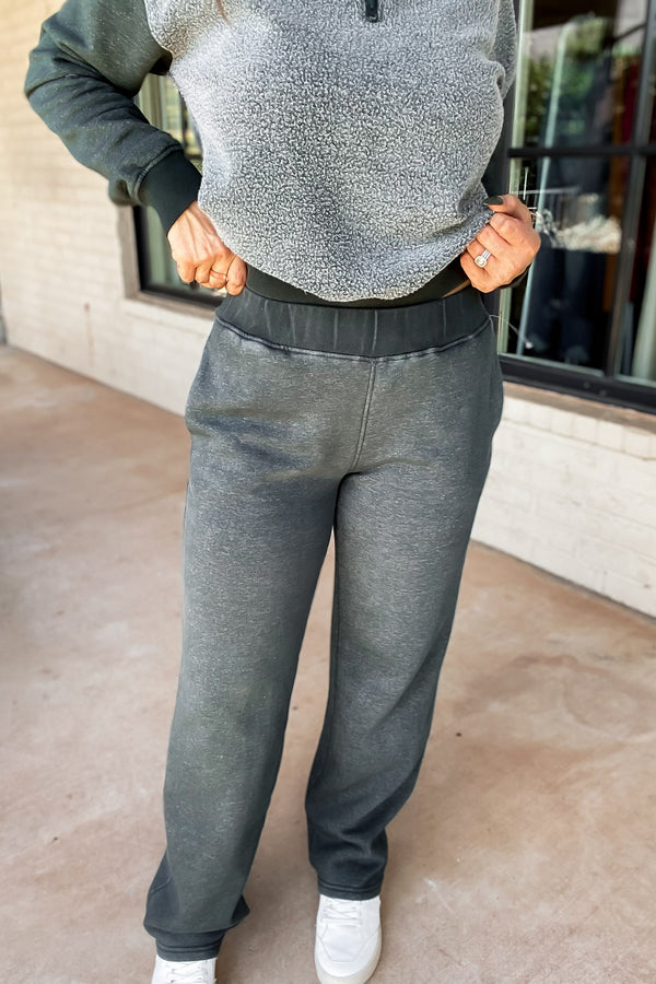 Jungle Green Straight Leg Vintage Fleece Lounge Pants