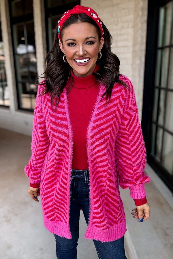 Festive Feeling Fuchsia Cardigan