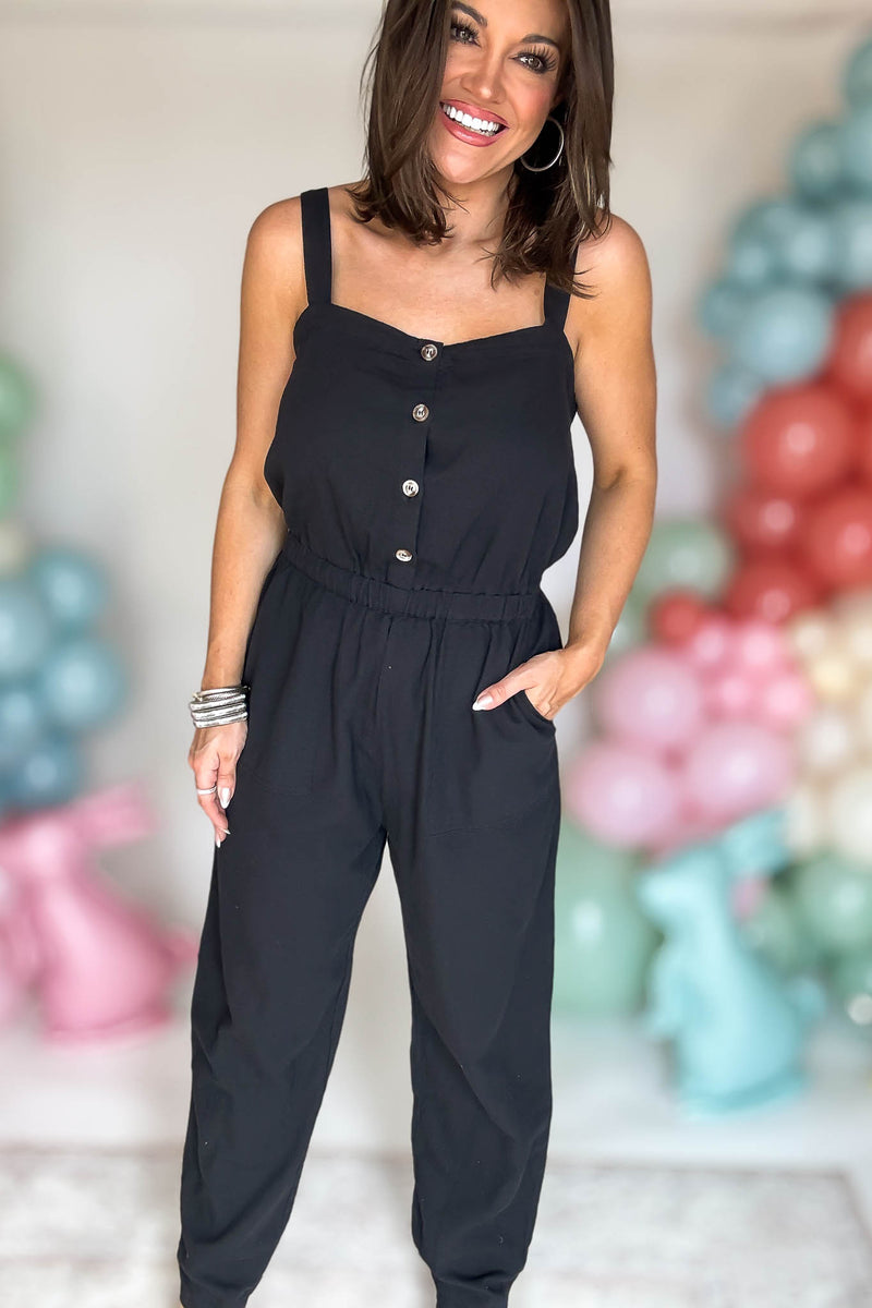 Button Down Black Jumpsuit