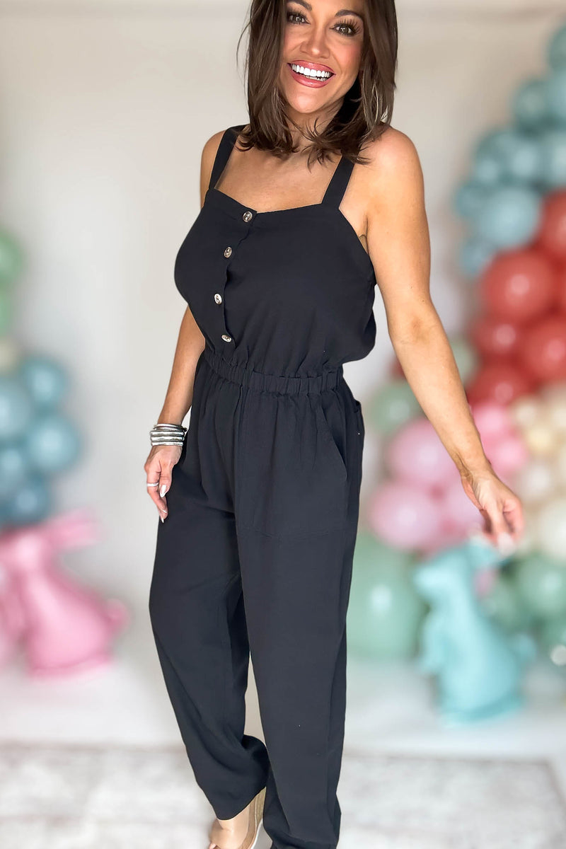 Button Down Black Jumpsuit