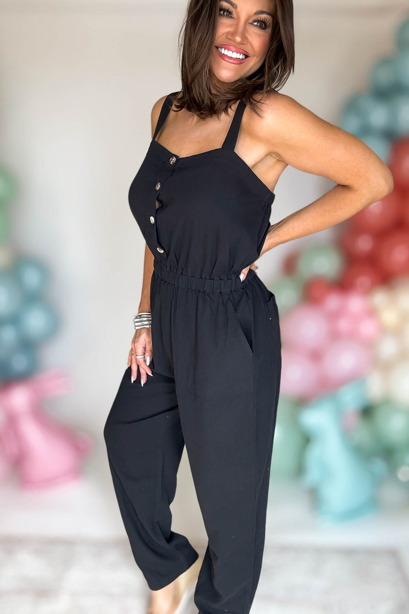 Button Down Black Jumpsuit