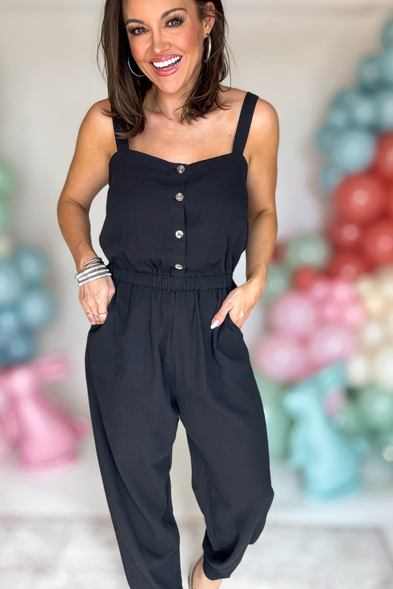 Button Down Black Jumpsuit