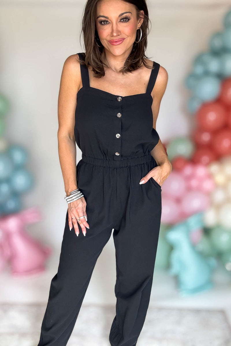 Button Down Black Jumpsuit