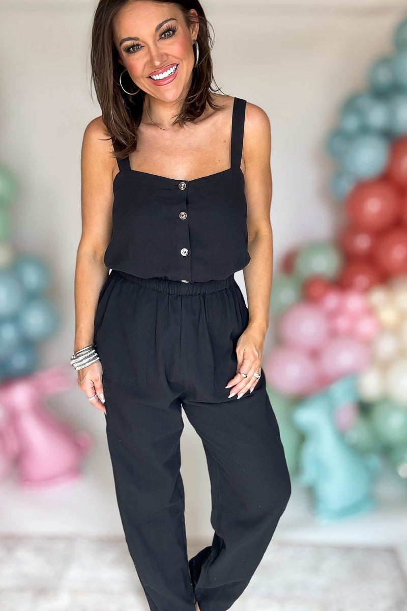 Button Down Black Jumpsuit