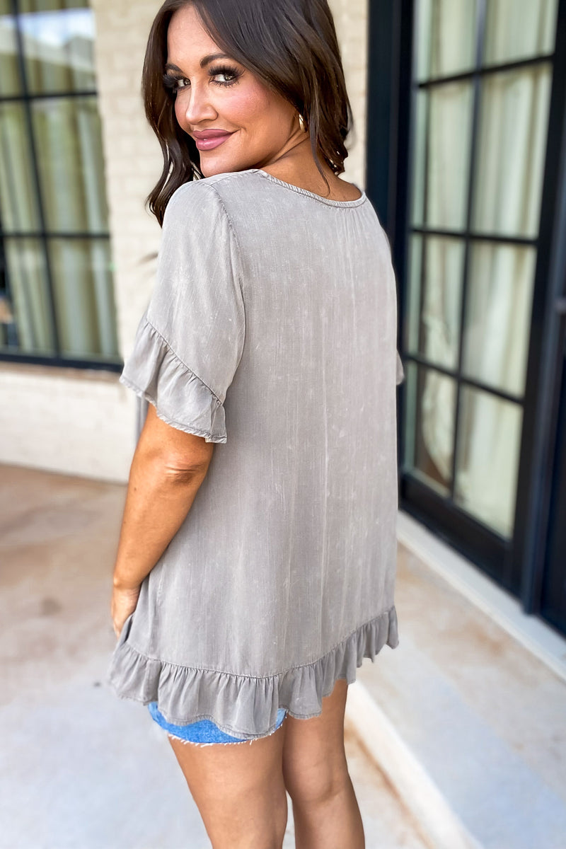 Forever True Washed Ruffle Top