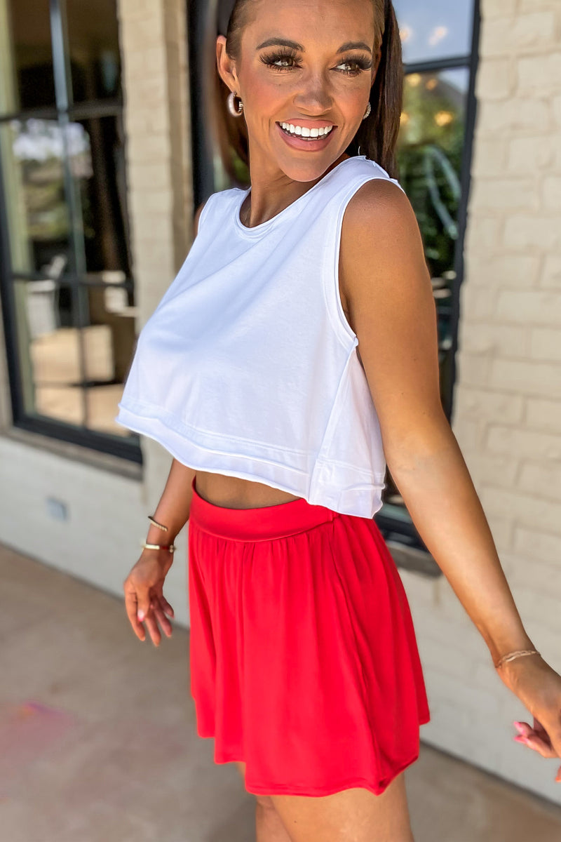 Double-Layered White Edged Cropped Tank Top