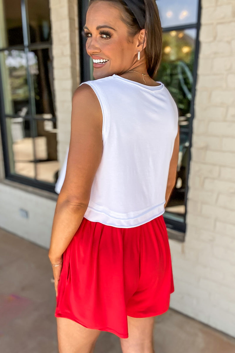 Double-Layered White Edged Cropped Tank Top