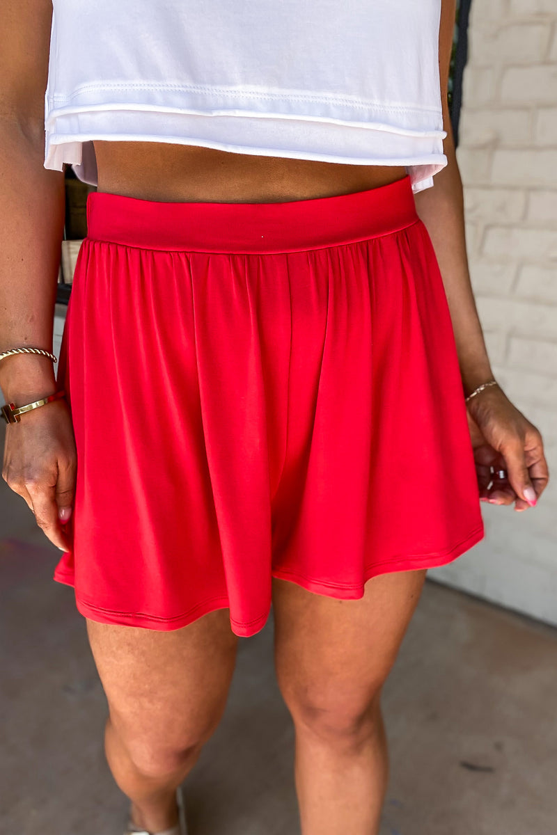 Raphaela Red Jersey Knit Shorts