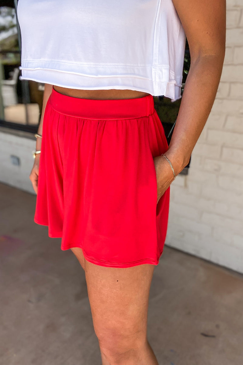Raphaela Red Jersey Knit Shorts