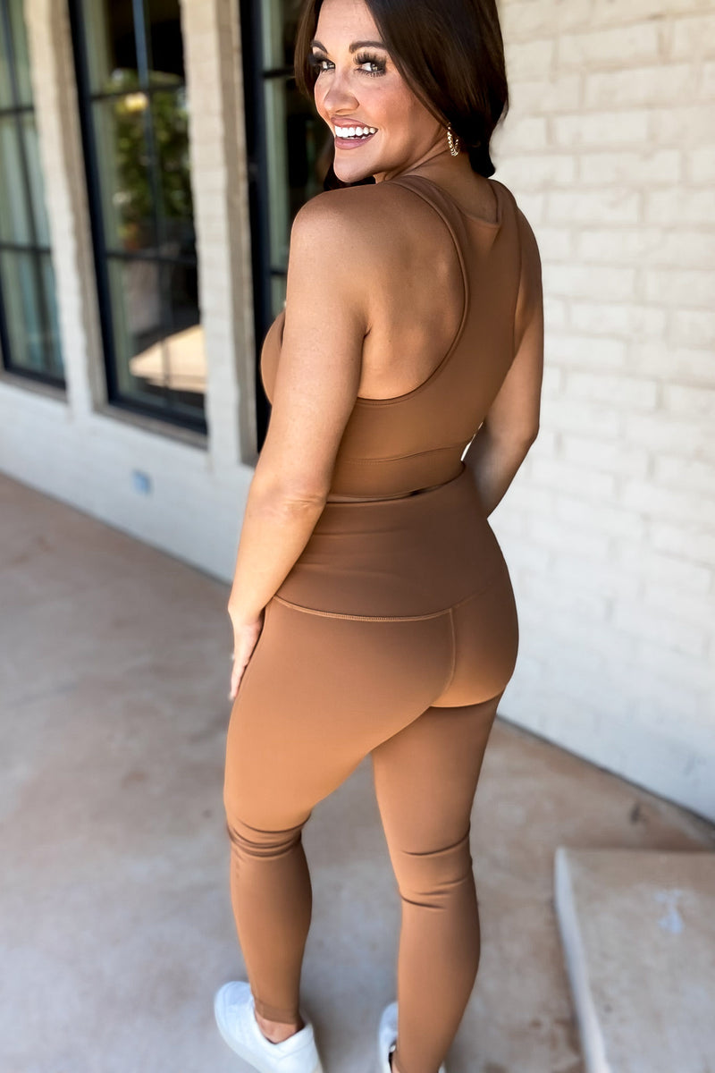 Center Of Attention Deep Camel Athleisure Set