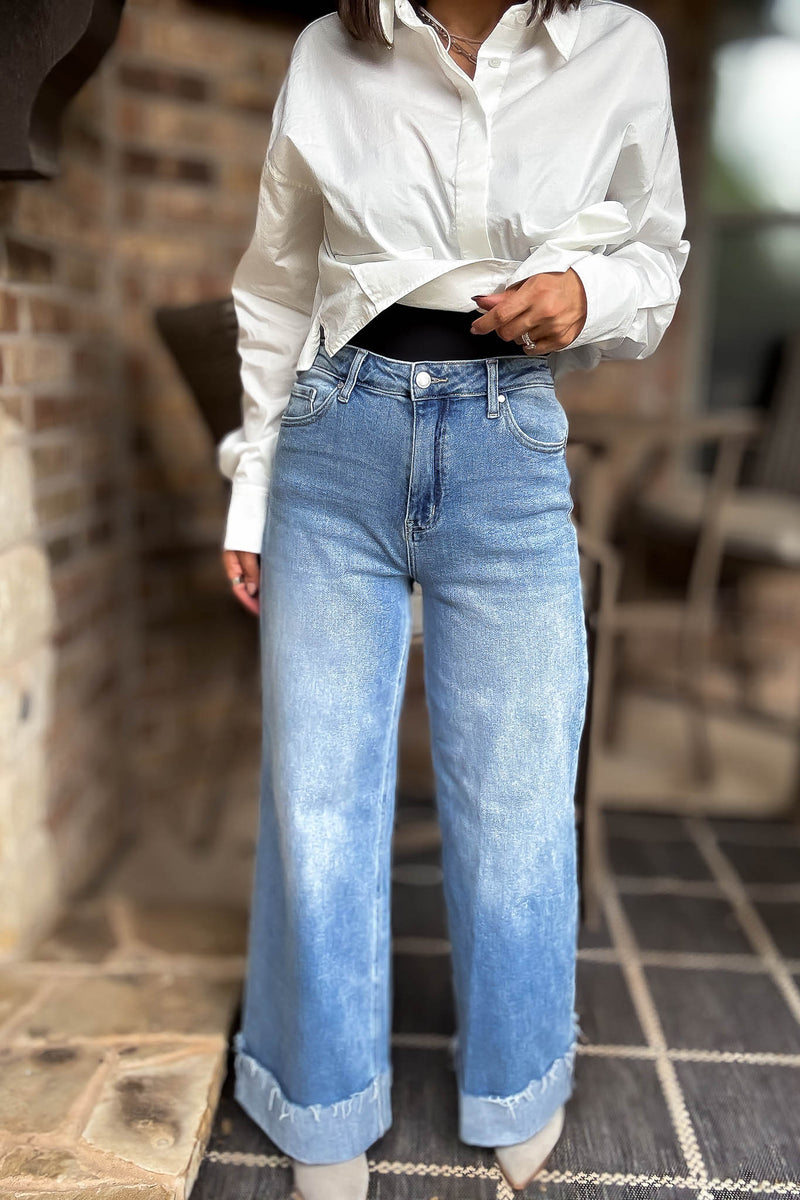 Stella Rae's Best 90s Stretch Cuffed Hem High Rise Straight Jeans