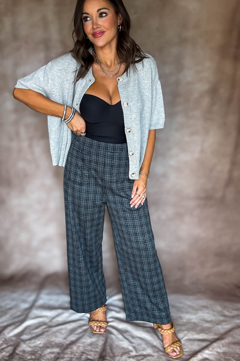 High Waist Plaid Cropped Pants