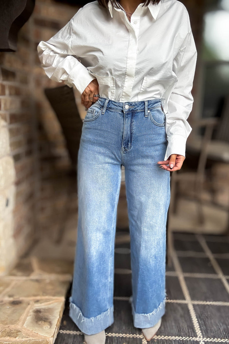 Stella Rae's Best 90s Stretch Cuffed Hem High Rise Straight Jeans