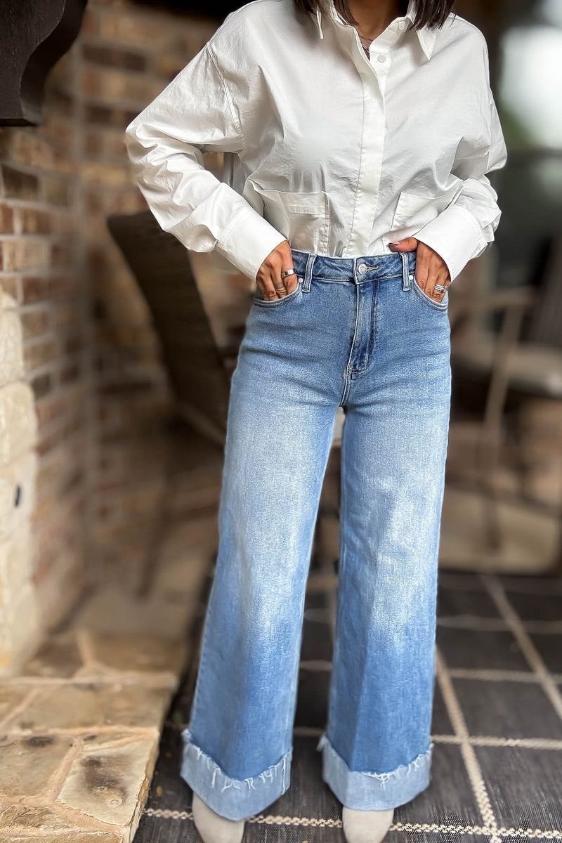 Stella Rae's Best 90s Stretch Cuffed Hem High Rise Straight Jeans
