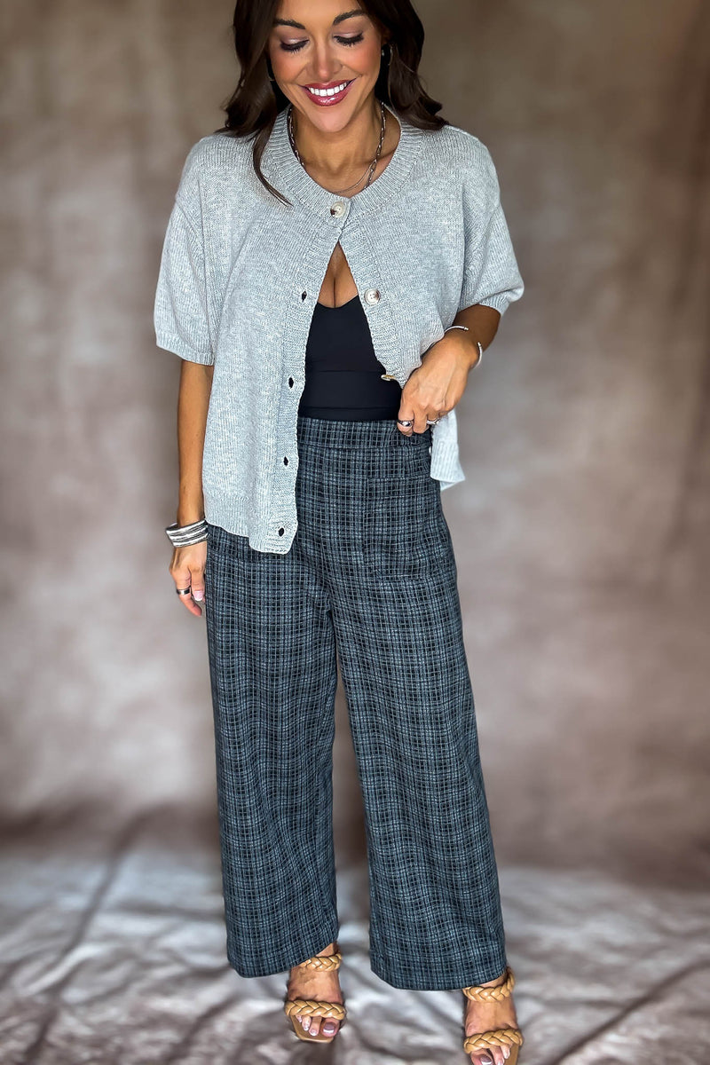 High Waist Plaid Cropped Pants