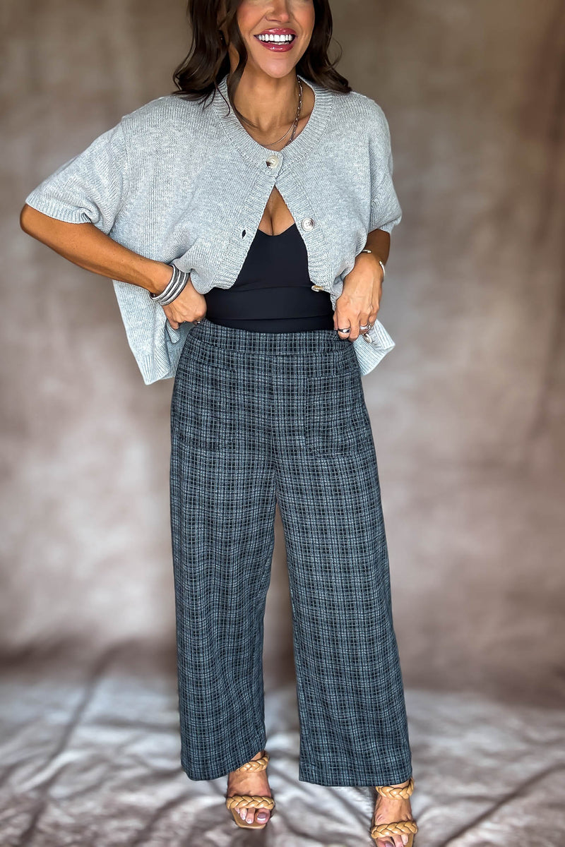 High Waist Plaid Cropped Pants