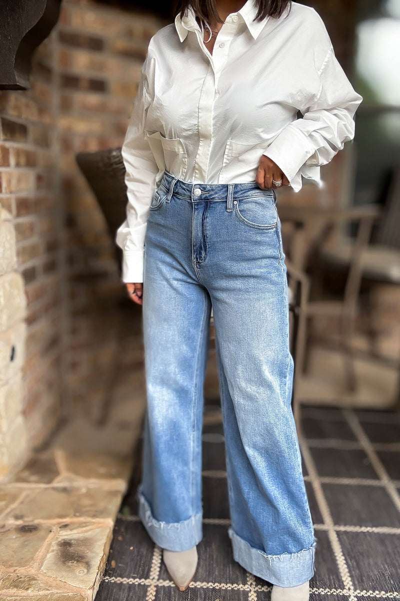 Stella Rae's Best 90s Stretch Cuffed Hem High Rise Straight Jeans