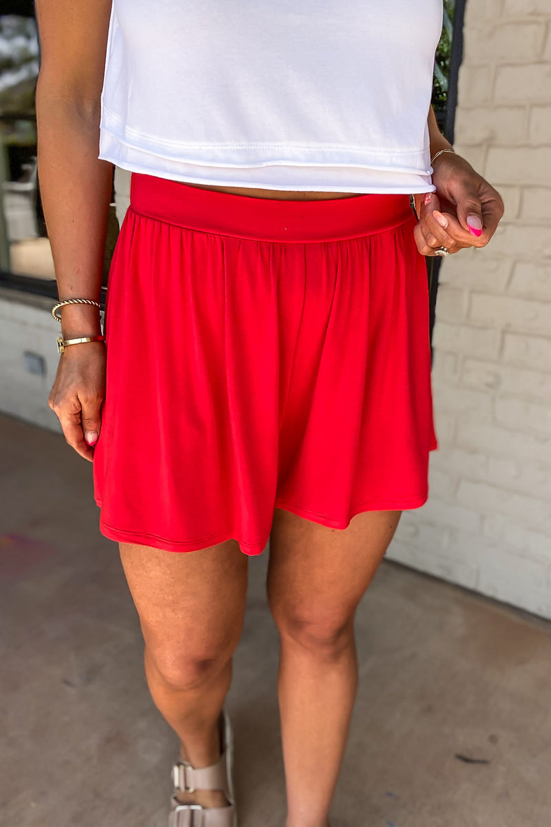 Raphaela Red Jersey Knit Shorts