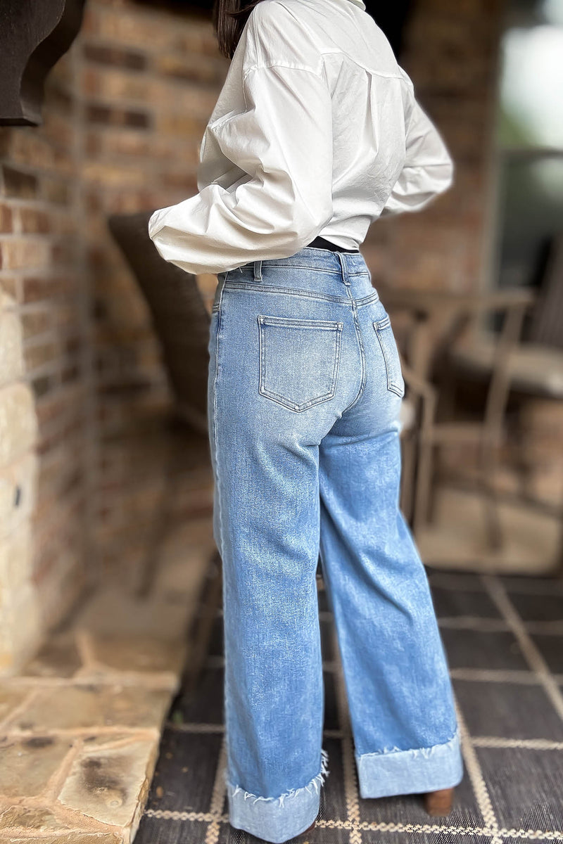 Stella Rae's Best 90s Stretch Cuffed Hem High Rise Straight Jeans