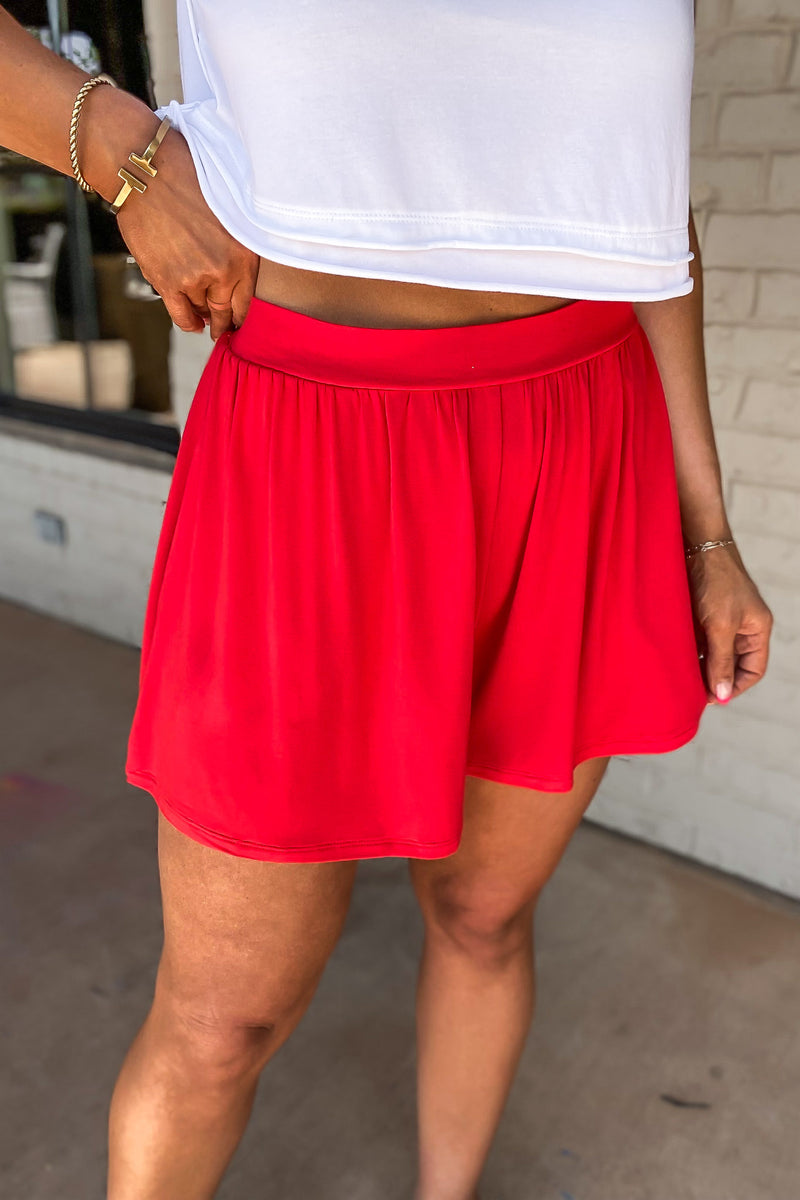 Raphaela Red Jersey Knit Shorts
