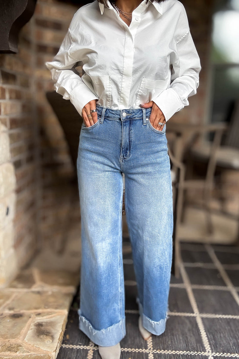 Stella Rae's Best 90s Stretch Cuffed Hem High Rise Straight Jeans
