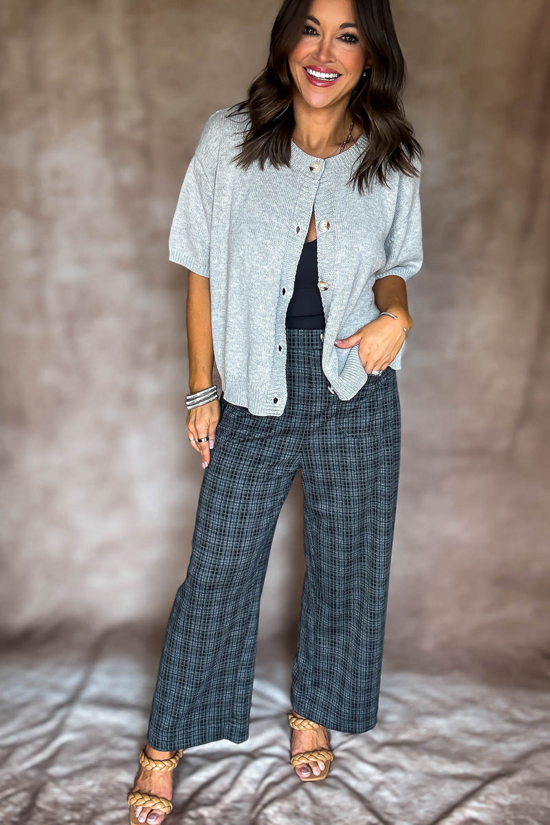High Waist Plaid Cropped Pants
