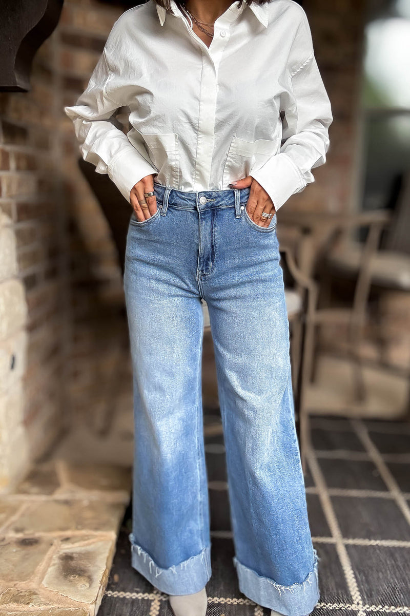 Stella Rae's Best 90s Stretch Cuffed Hem High Rise Straight Jeans