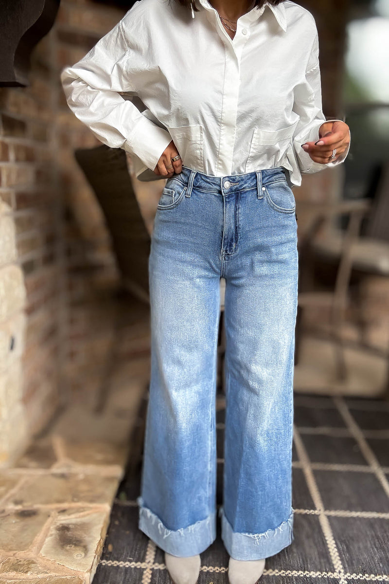 Stella Rae's Best 90s Stretch Cuffed Hem High Rise Straight Jeans
