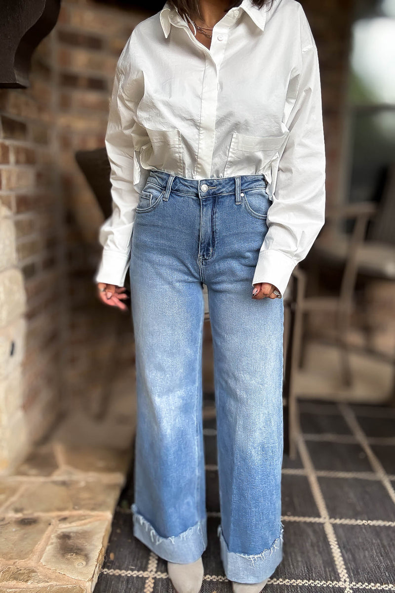 Stella Rae's Best 90s Stretch Cuffed Hem High Rise Straight Jeans