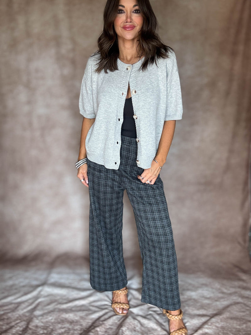 High Waist Plaid Cropped Pants