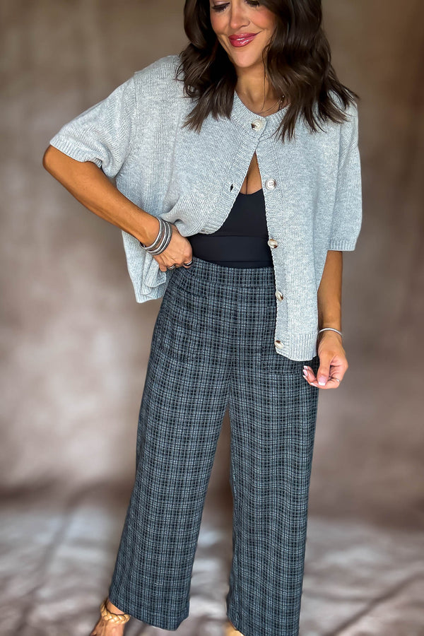 High Waist Plaid Cropped Pants
