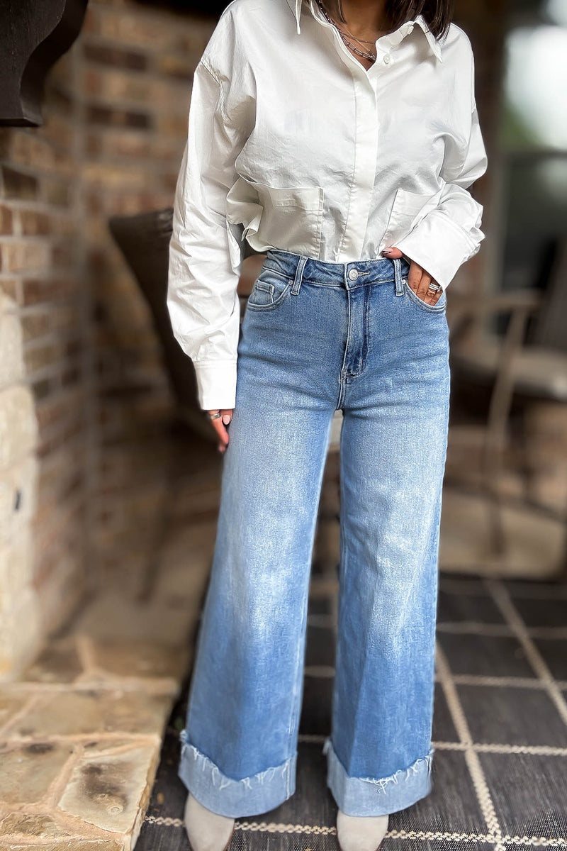 Stella Rae's Best 90s Stretch Cuffed Hem High Rise Straight Jeans
