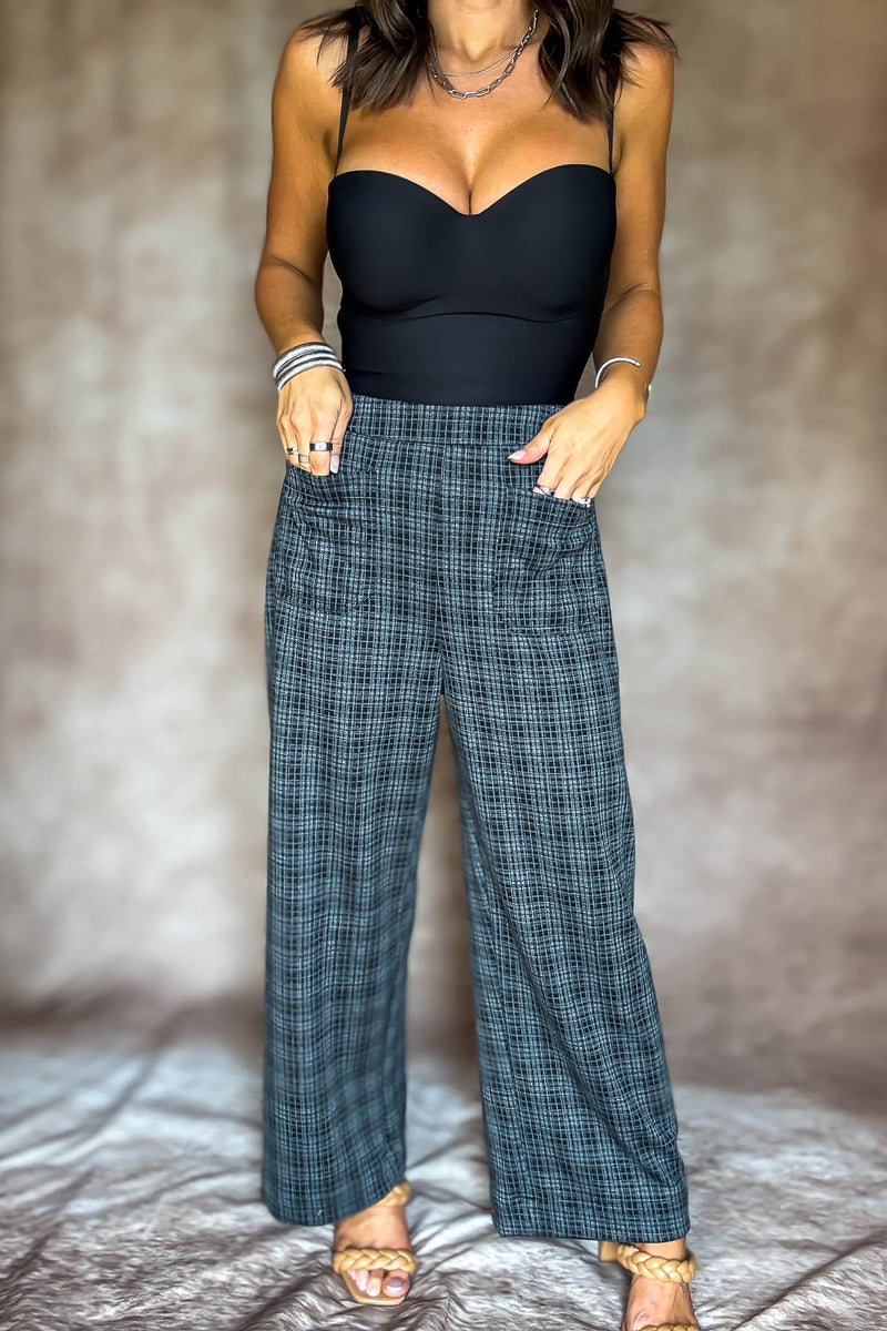 High Waist Plaid Cropped Pants
