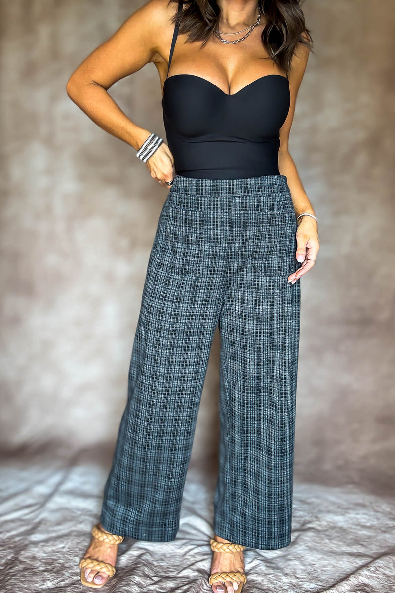 High Waist Plaid Cropped Pants
