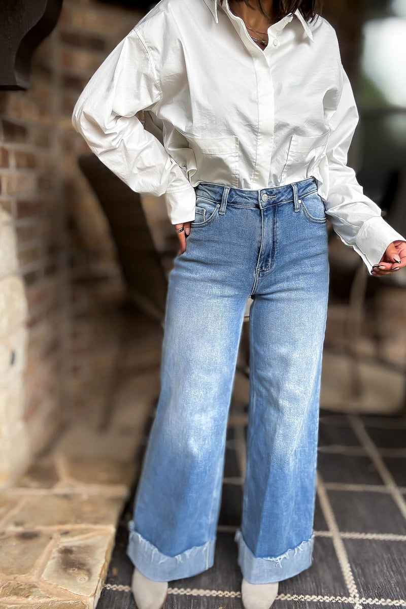 Stella Rae's Best 90s Stretch Cuffed Hem High Rise Straight Jeans