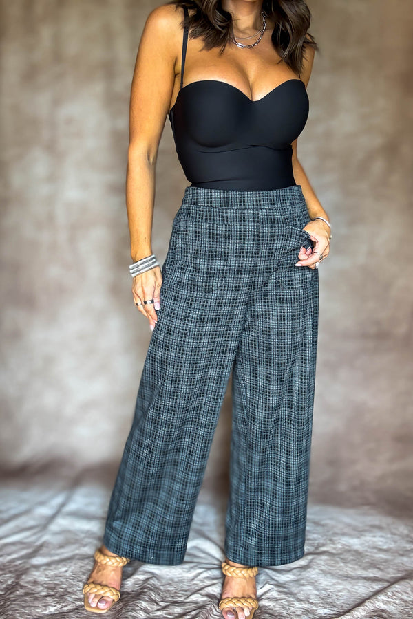 High Waist Plaid Cropped Pants