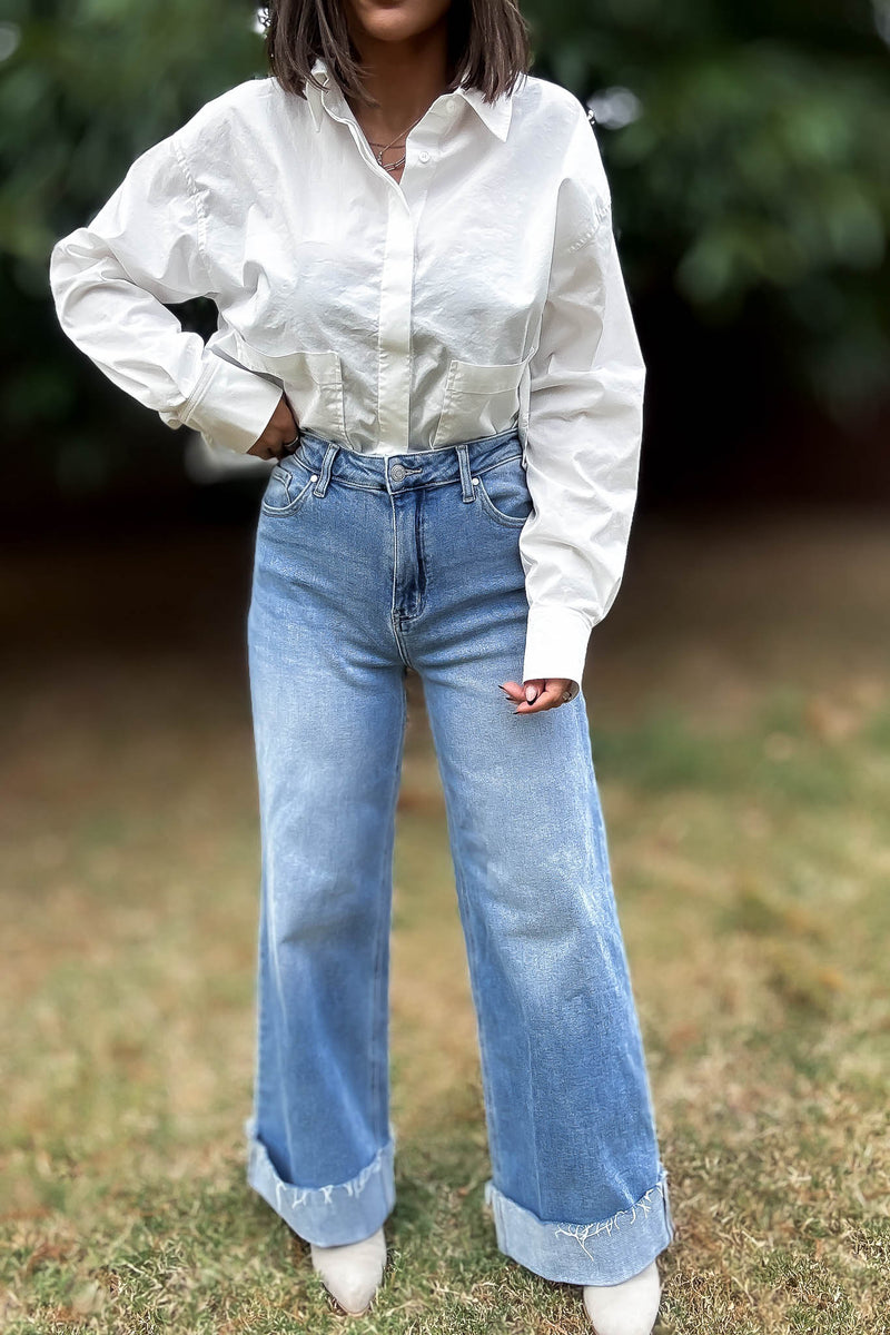 Stella Rae's Best 90s Stretch Cuffed Hem High Rise Straight Jeans