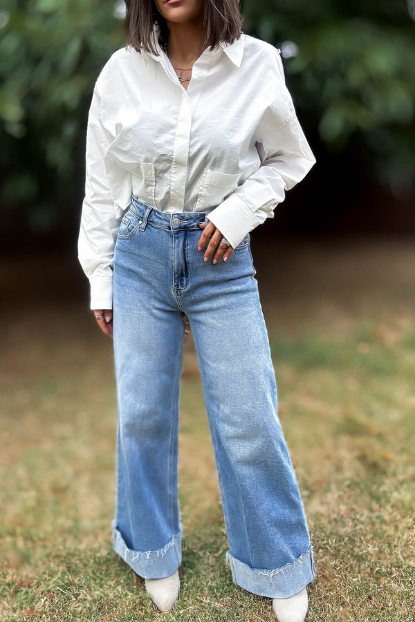 Stella Rae's Best 90s Stretch Cuffed Hem High Rise Straight Jeans