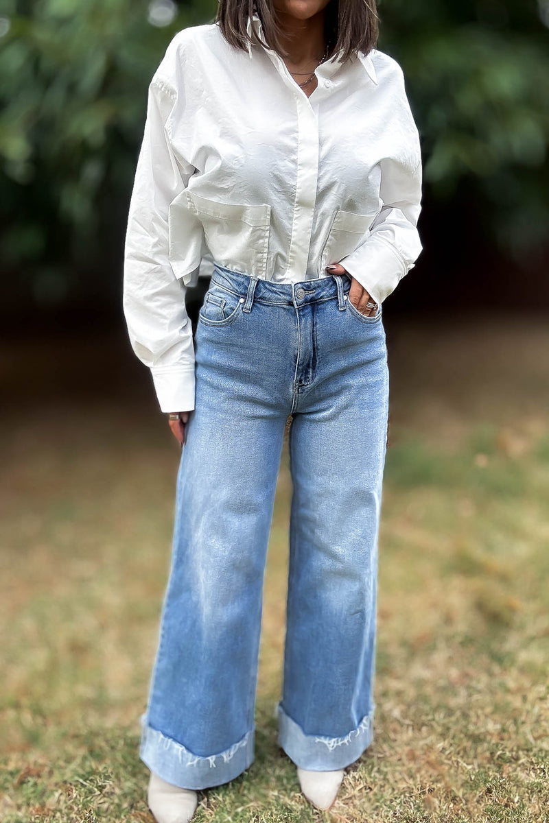 Stella Rae's Best 90s Stretch Cuffed Hem High Rise Straight Jeans