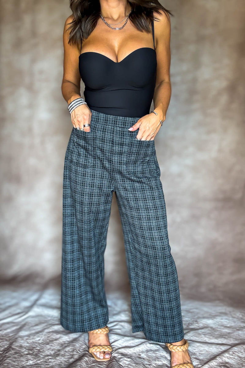 High Waist Plaid Cropped Pants