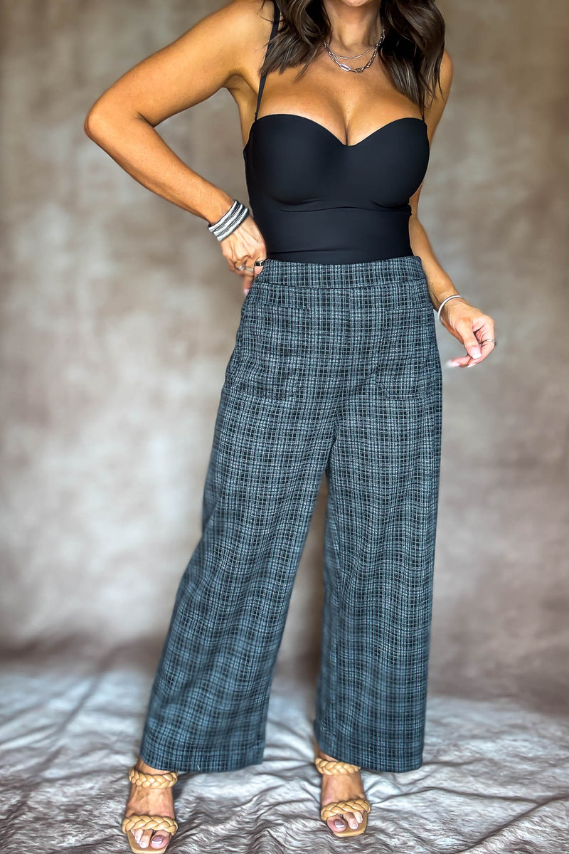 High Waist Plaid Cropped Pants