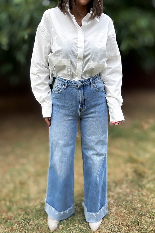 Stella Rae's Best 90s Stretch Cuffed Hem High Rise Straight Jeans