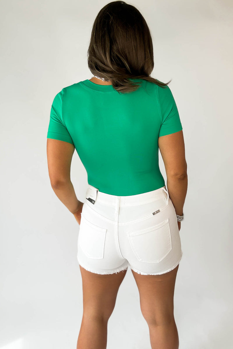 Perfect Short Sleeve Smooth Kelly Green Bodysuit
