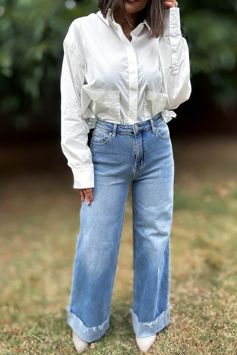 Stella Rae's Best 90s Stretch Cuffed Hem High Rise Straight Jeans