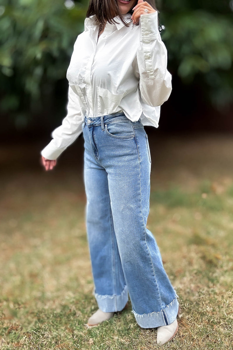 Stella Rae's Best 90s Stretch Cuffed Hem High Rise Straight Jeans