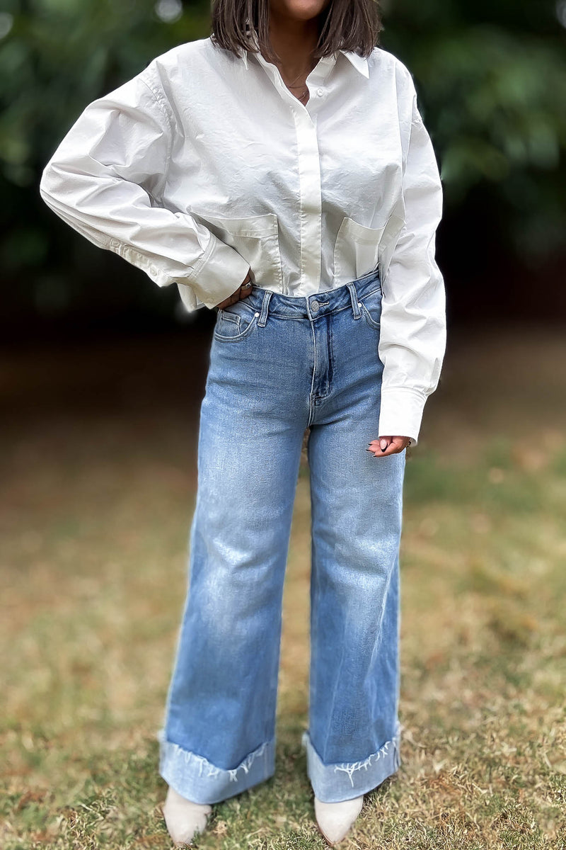 Stella Rae's Best 90s Stretch Cuffed Hem High Rise Straight Jeans