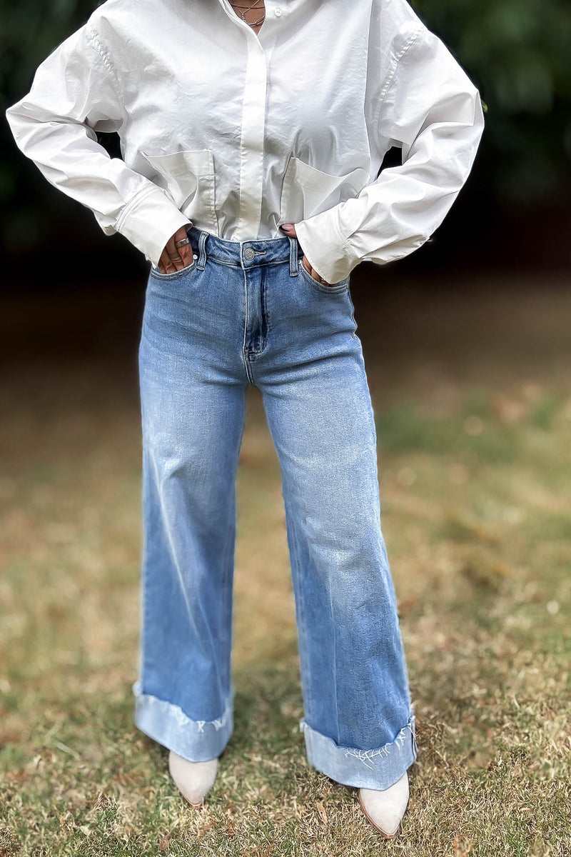 Stella Rae's Best 90s Stretch Cuffed Hem High Rise Straight Jeans