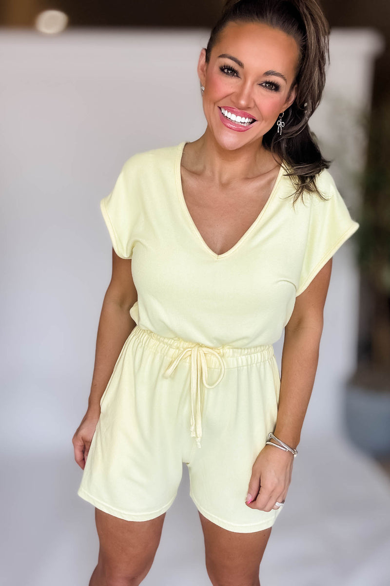 Brushed Lemon Hacci V-neck Romper