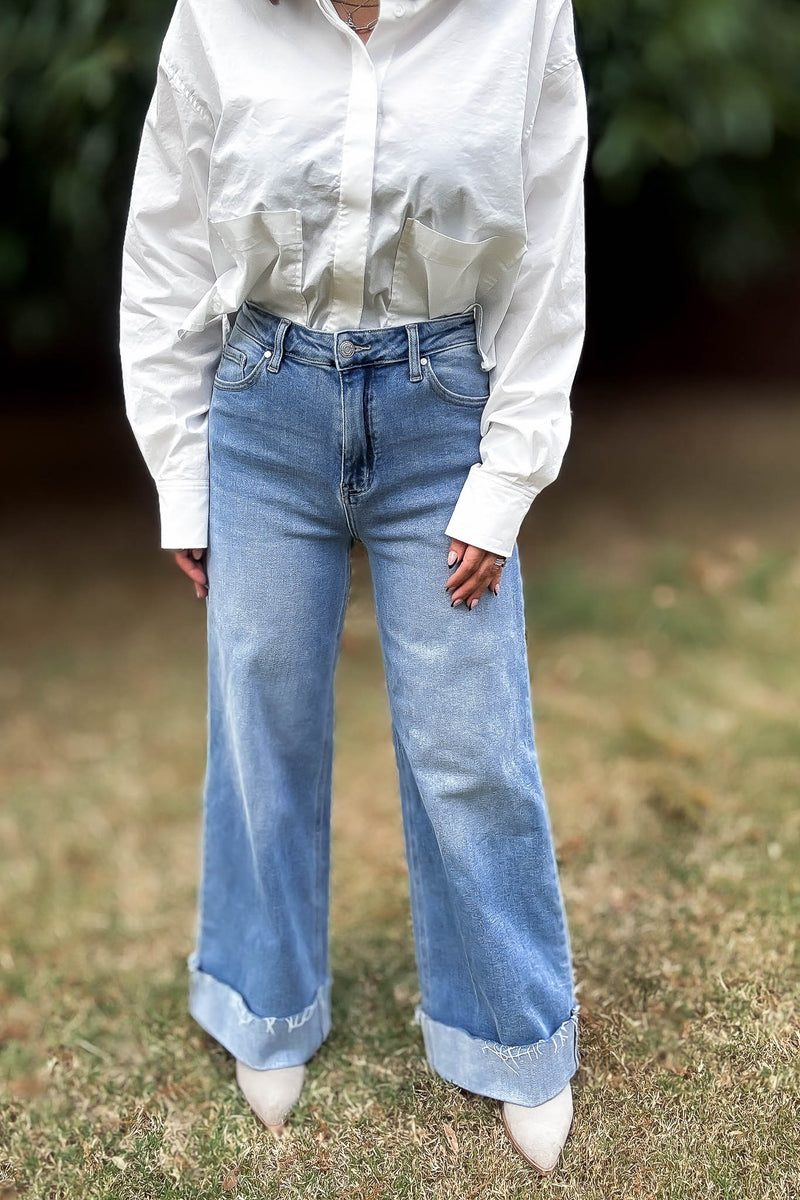 Stella Rae's Best 90s Stretch Cuffed Hem High Rise Straight Jeans